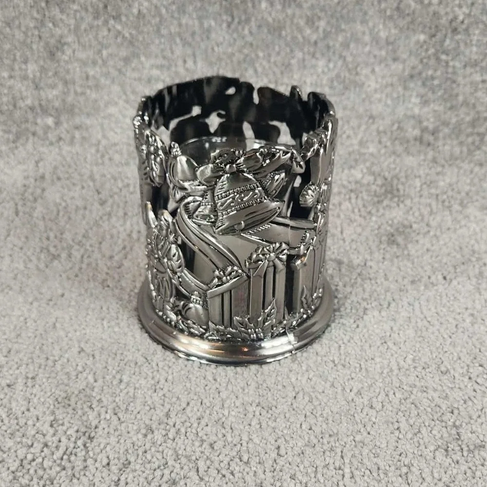 Godinger‎ Silver Art Season Greetings Santa Votive Candle Holder